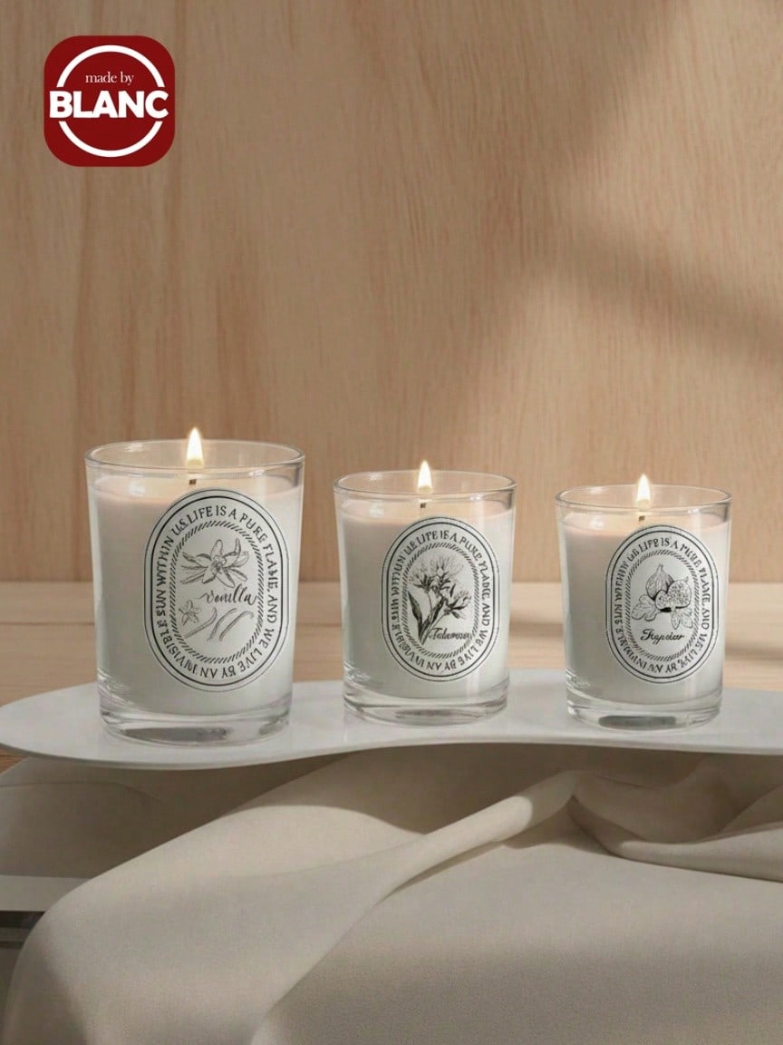 Home Fragrance Vanilla Scented Candle - Madebyblanc Vanilla, Lavender, Rose Glass Jar