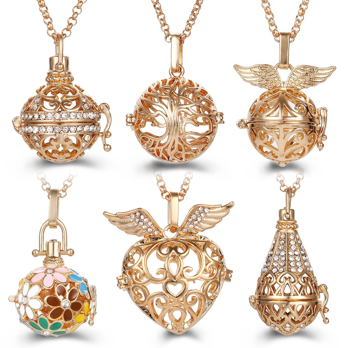 Diffuser Necklace Locket - Mexico Chime Angel Wings Caller Locket