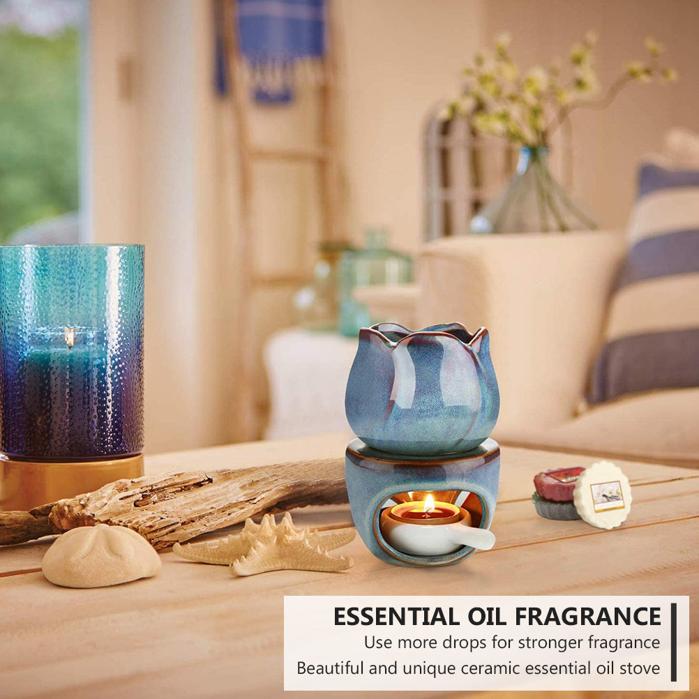 Home Fragrance Oil Burner - Porcelain Ceramic Essential Oil Diffuser Stove